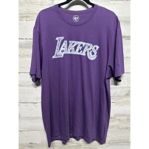 '47 Los Angeles Lakers T-Shirt Mens XXL Purple Distressed Graphic NBA Tee EUC
